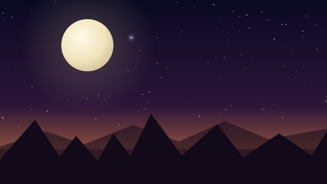 Ilustración del cielo del 26 de septiembre de 2026: Luna llena en Aries, con Neptuno junto a la Luna