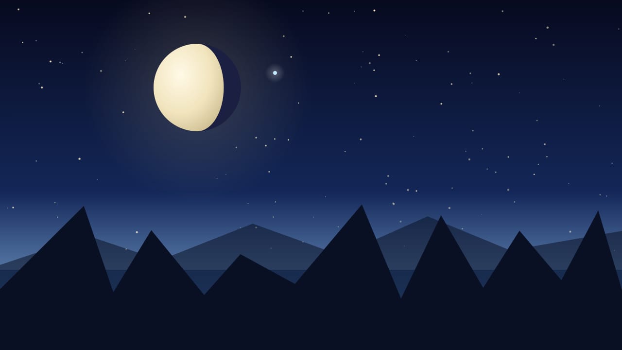 Ilustración del cielo del 30 de septiembre de 2026: Luna gibosa menguante en Géminis, con Urano junto a la Luna